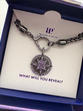 Purple Crystal Compass Star Pendant Necklace